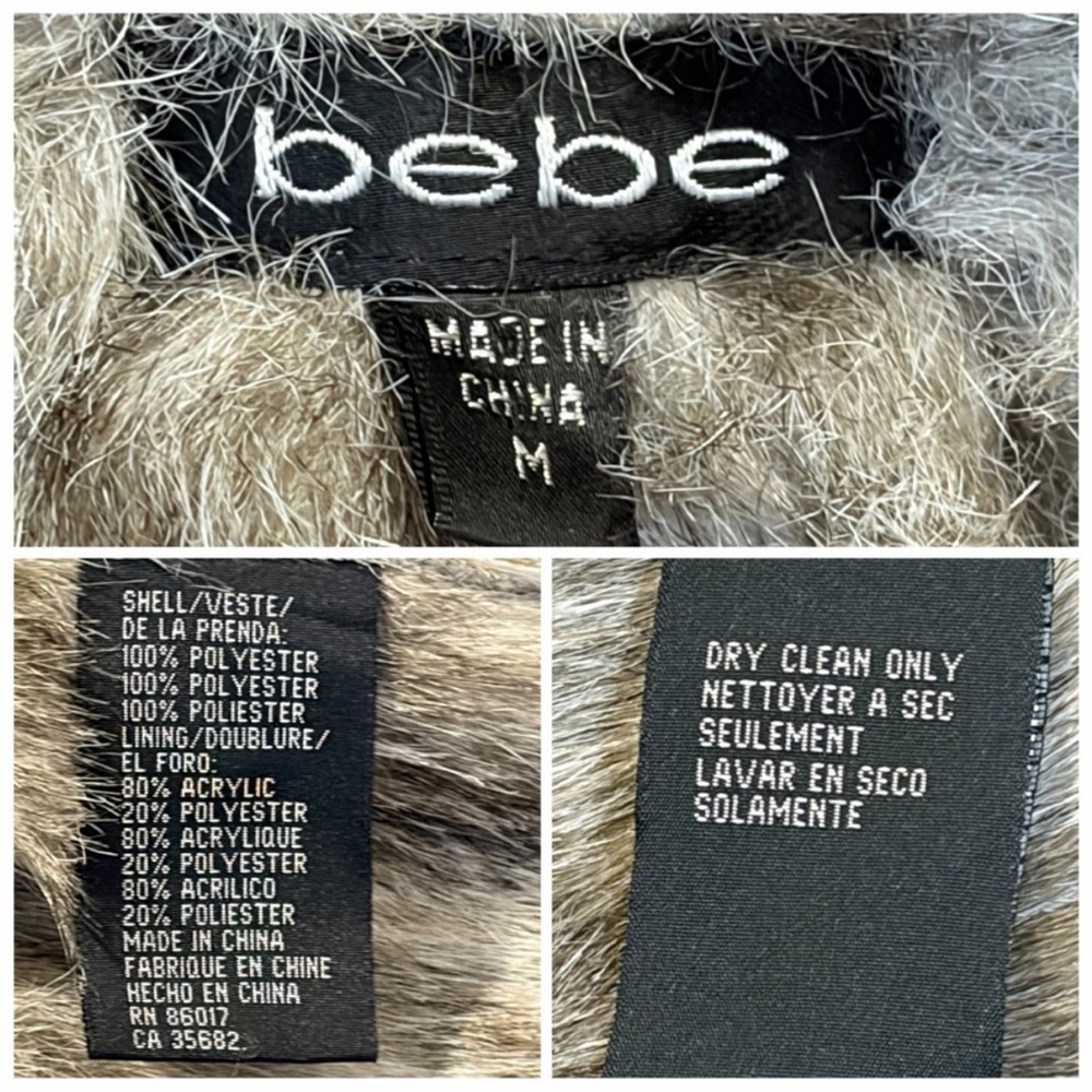 BEBE suede and faux fur trimmed belted Jacket SZ M - Picture 4 of 16